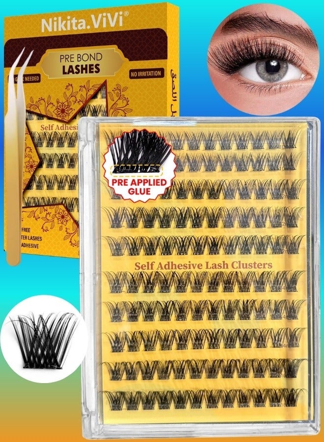 NIKITA.VIVI طقم رموش مسبقة الالتصاق 120 قطعة مع ملاقط رموش لاصقة ذاتيًا، طقم مجموعات رموش مزيفة، رموش دائرية مسبقة اللصق، طقم رموش خفيفة، رموش مزيفة للمبتدئين واستخدام الصالونات، طقم تمديد رموش افعلها بنفسك، طقم مكياج العين للرموش المزيفة بحجم 10-16 مم مجموعة ب - Image 1